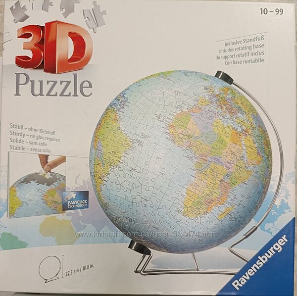 Глобус з 3D пазлів, дуже якісний пластик, США