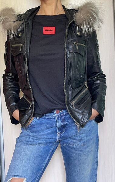 Куртка кожаная с чернобуркой