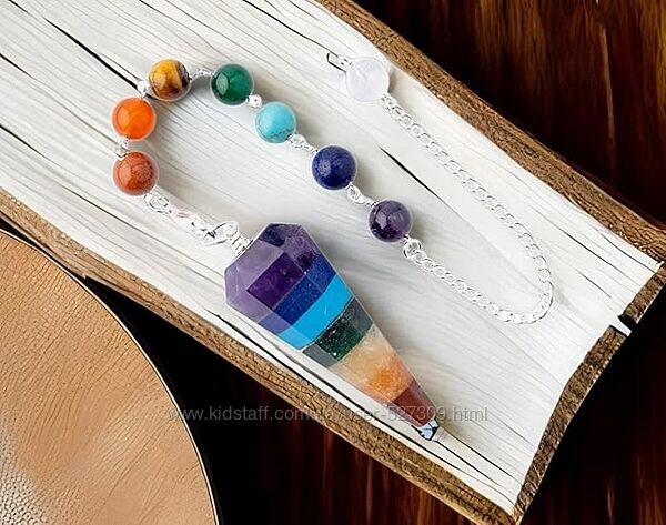 Маятник из натуральных кристаллов 7 чакр для биолокации и гаданий