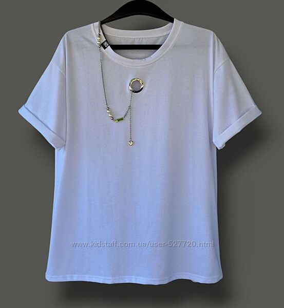  Жіноча футболка з прикрасою, розмір єдиний, женская трикотажная футболка