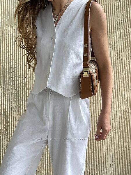 Жіночий літній костюм двійка жилет, брюки, брючний костюм, летний костюм