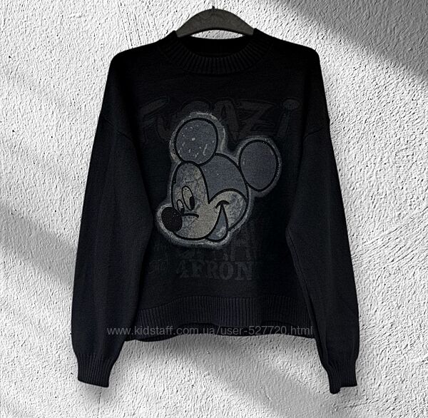 Жіночий светр з принтом Міккі Мауса, женский вязаный свитер, розмір єдиний