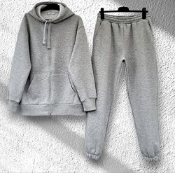 Жіночий теплий трикотажний костюм, прогулянковий, кофта та штани, Туреччина