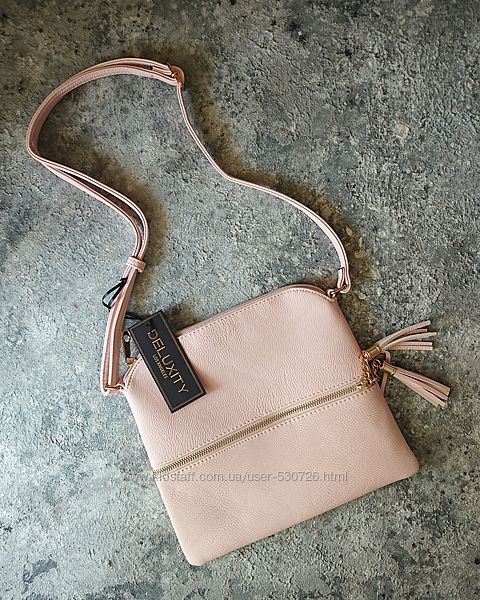Женская сумка deluxity, розовая сумочка, сумка на длинном ремешке