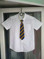 Рубашка школьная и галстук George р.116-122 мальчику 6-7лет 1-2класс белая