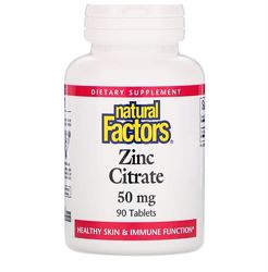 Natural Factors, Цинк, 50 мг, 90 таблеток