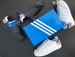 Мужские кроссовки Adidas Superstar р. 41-46 белые и черные с