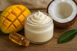 Денний мінеральний крем з манго та кокосом.