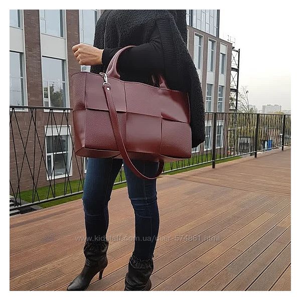 Сумка шоппер, женская кожаная цвета