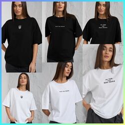 Футболка жіноча OVERSIZE з Вишивкою преміум якість