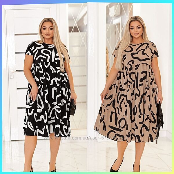 50-52,54-56, 58-60 сукня батал принтований софт