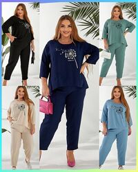 р.50 до 60р. Костюм жіночий льон стрейч з віскозою