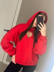 Жіночий худі з вирізом серця тринитка на флісі