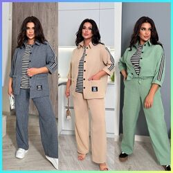 48-50, 52-54, 56-58 Костюм трійка сорочка, футболка, штани