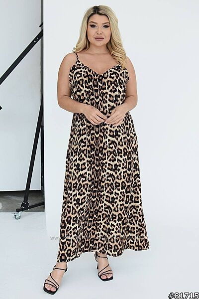 р.50 до 60р. Сукня комбінація турецький штапель принт лео