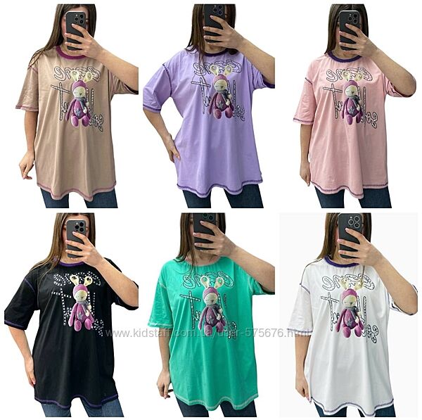 50-54, 54-58, 58-62 Футболка оверсайз котон