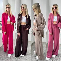 S до 3XL Зручний брючний прогулянковий костюм американський жатий креп