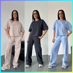 XS-S, M, L Жіночий трендовий костюм з футболкою з брюками лакоста преміум 