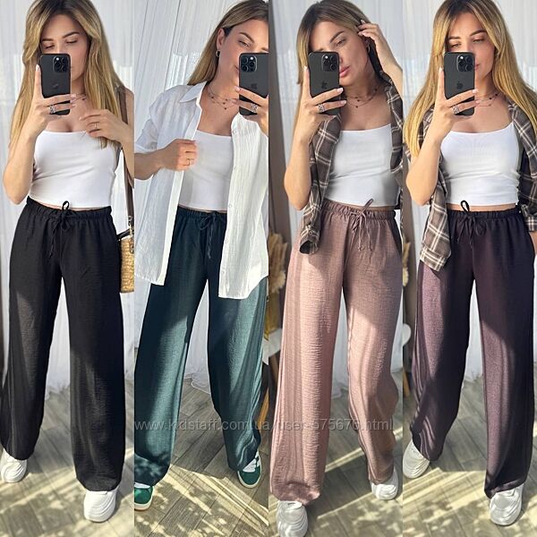 р.42 до 58р. Штани вільного крою льон бохо