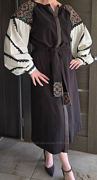 S, M, L Сукня вишиванка вишита з обємними рукавами