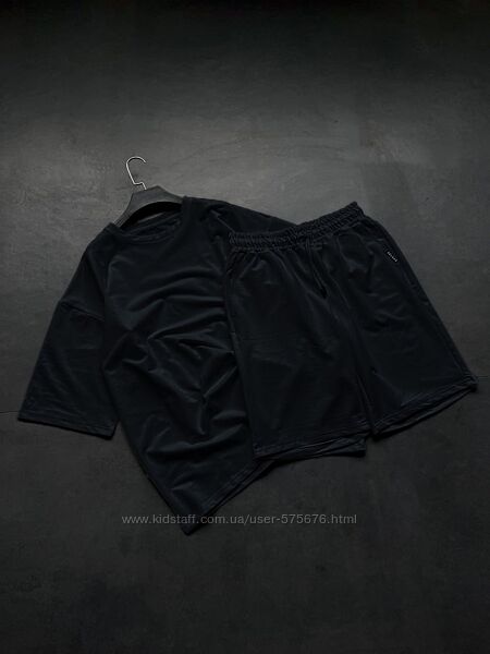 S, M, L, XL Чоловічий оверсайз комплект двунитка літній з шортами з футболк
