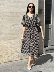 р.46 до 60р. Сукня прямого вільного силуєту креп жатка принт