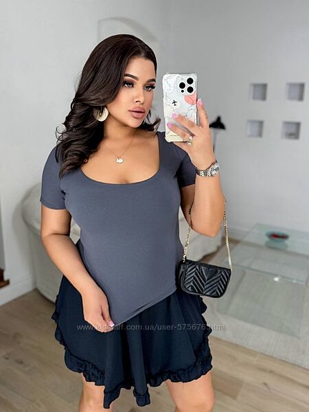 42-46. 48-52. 54-58 Футболка віскоза з подвійним передом, яка тримає форму