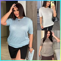 Акція Тонка ажурна літня кофтинка оверсайз до ОГ 124-126см