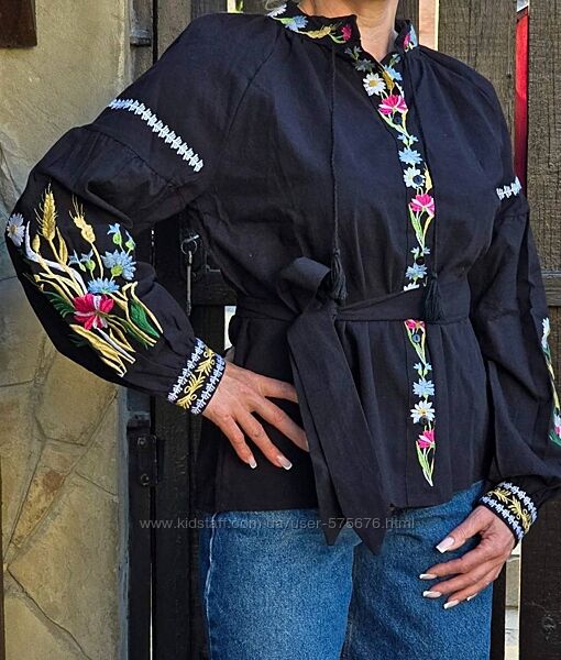 S, M, L блуза вишиванка з пояском