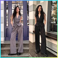 S-M, M-L Костюм жилет та штани палаццо костюмка