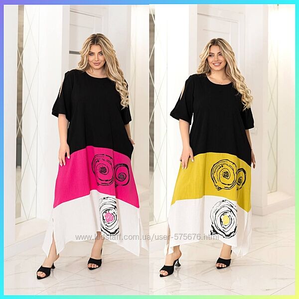 50-52, 54-56, 58-60 сукня бохо льон жатка та накатка