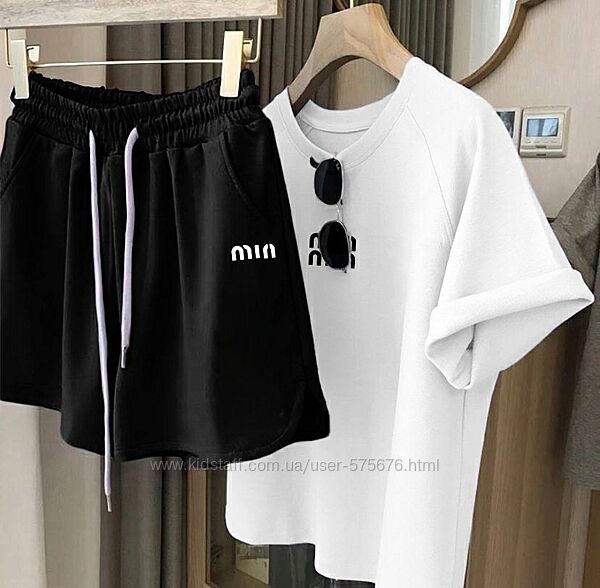 42-46, 48 -50 Спортивний костюм футболка із шортами двунитка