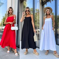 S, M, L, XL Лляна літня сукня сарафан