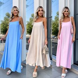 S, M, L, XL Лляна літня сукня сарафан