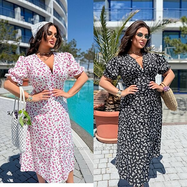 ХЛ до 5ХЛ Сукня міді у квітковий принт софт