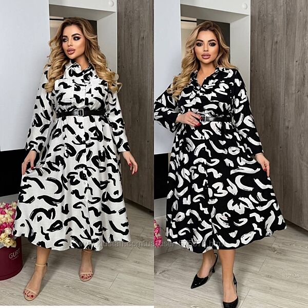 р.46 до 58р. Сукня міді з поясом креп жатка