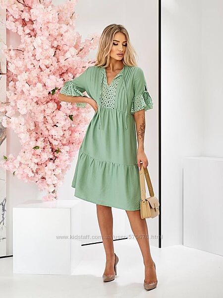 р.46 до 56р. Сукня льон жатка та прошва