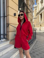 S, M, L Костюм худі на замочку вільного крою та шорти тринитка петля