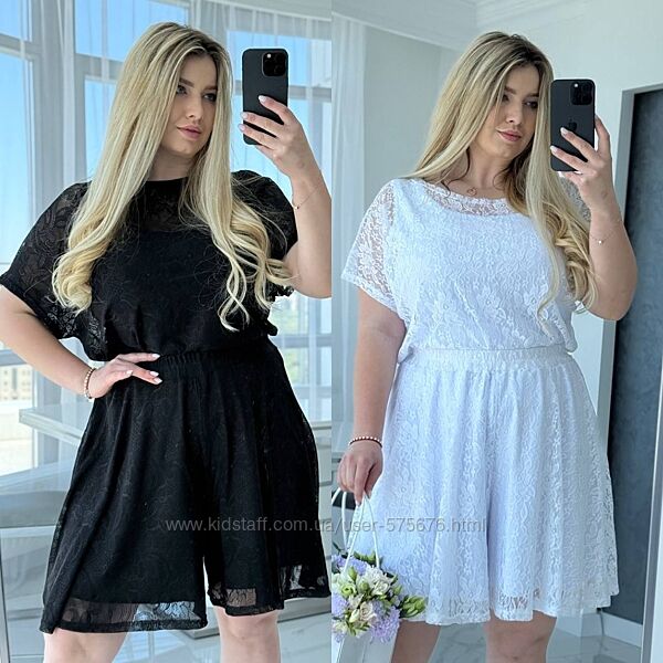 р.50 до 64р. Костюм трійка футболка, майка, спідниця-шорти