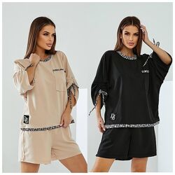 р.42 до 48р. Костюм кофта та шорти двунитка