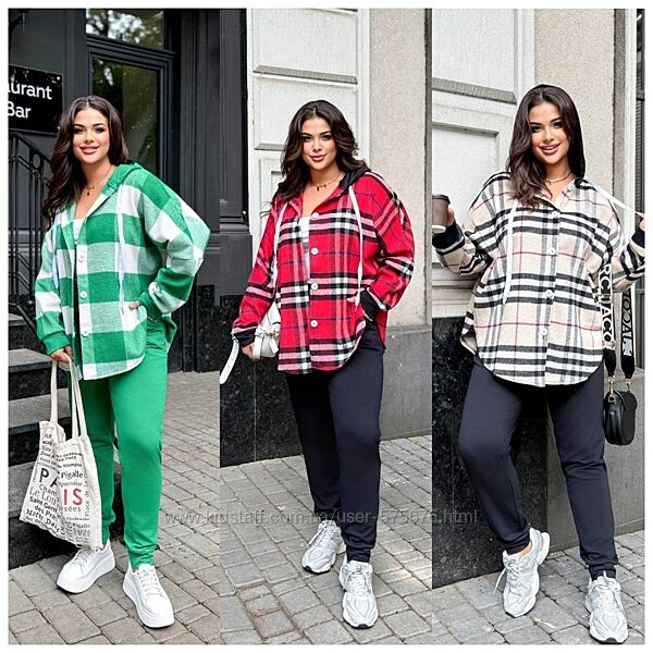 р.50 до 60р. Трендовий костюм з капюшоном трикотажний кашемір з двуниткою