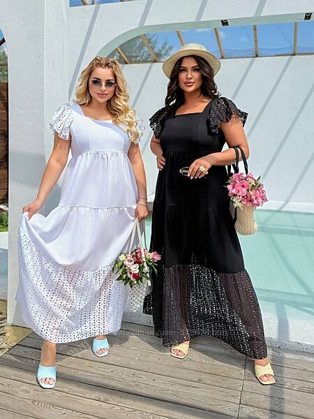 р.50 до 60р. Сукня натуральна прошва з льоном