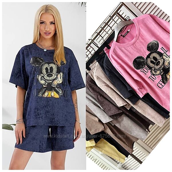 44-48, 50-54 Трендовий костюм футболка та шорти Mickey Mouse