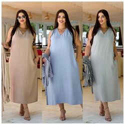 50-52, 54-56, 58-60 сукня льон жатка