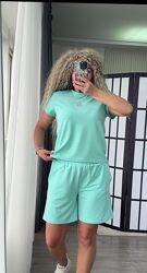 S, M, L Костюм двійка шорти з футболкою двунитка