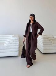 42-46 костюм сорочка та штани льон муслін