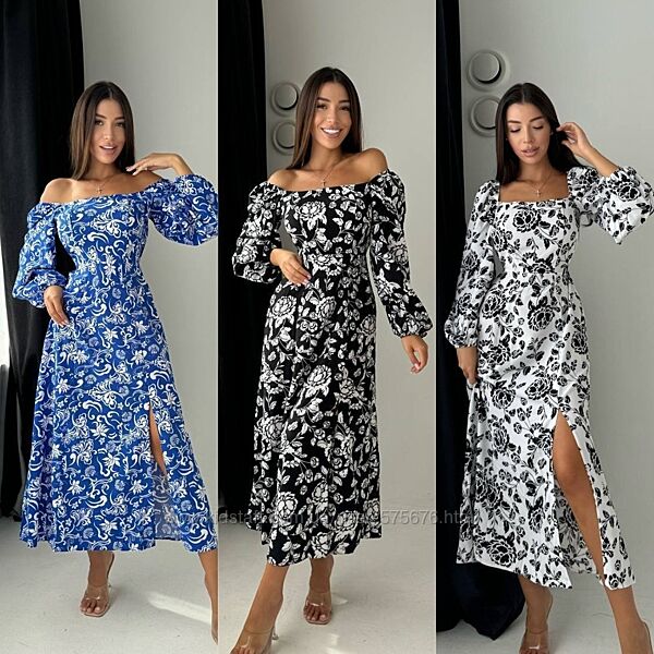 42-44, 46-48, 50-52 сукня софт принт