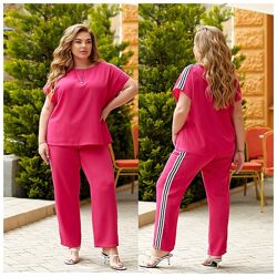 р.50 до 60р. Жіночий літній костюм із лампасами