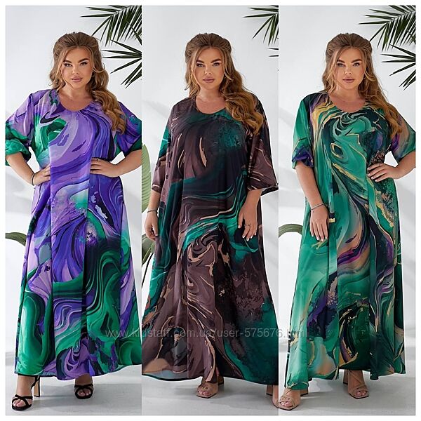 р.56 до 70р. Сукня шовк шифон, зовсім не прозора