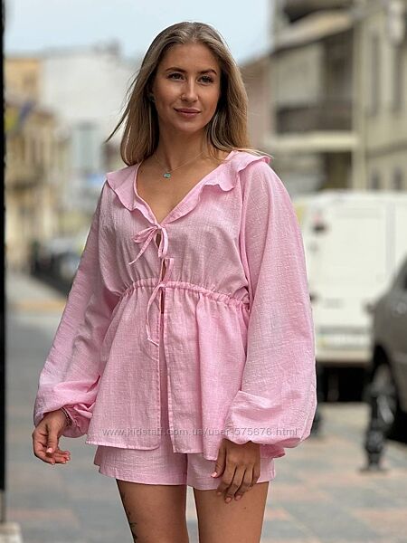 42-44, 46-48 костюм двійка фактурний льон